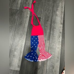 Bums and Roses 4th of July Backless Romper